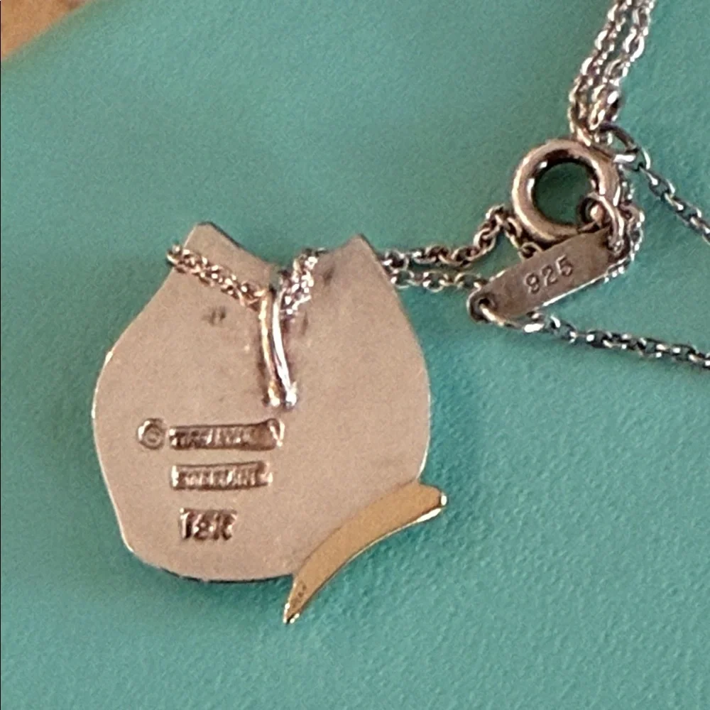 Tiffany & Co. 18K Gold & Sterling Pendant Butterfly Necklace